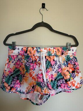 OP Ocean Pacific Floral Running Shorts L 11-13 Tropical Beach Shorts